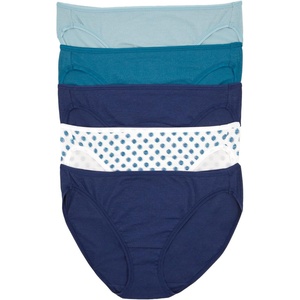 Felina Womens Cotton Stretch Modal Bikini Underwear 5-Pack – Full Coverage(Blue Dots)