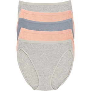Felina Women’s Organic Cotton Stretch Hi Cut Panty 5-Pack Underwear(Coastline)