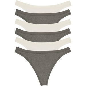 Felina Women’s Organic Cotton Stretch Thong Underwear, 6-Pack(Cloud Slate)
