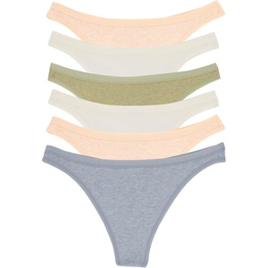 Felina Women’s Organic Cotton Stretch Thong Underwear, 6-Pack(Grassy Meadow)