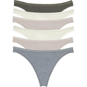 Felina Women’s Organic Cotton Stretch Thong Underwear, 6-Pack(Misty Mountain)