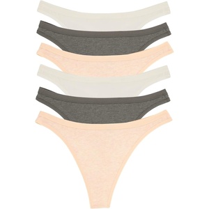 Felina Women’s Organic Cotton Stretch Thong Underwear, 6-Pack(Pale Orchid)
