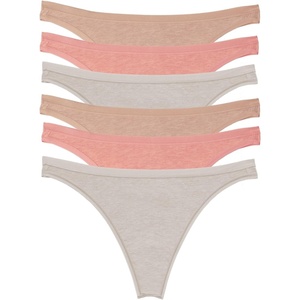 Felina Women’s Organic Cotton Stretch Thong Underwear, 6-Pack(Rose Garden)
