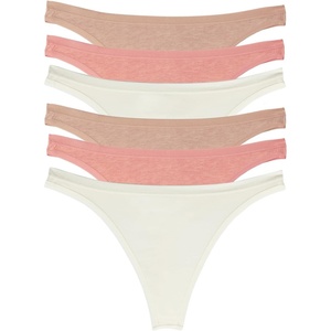 Felina Women’s Organic Cotton Stretch Thong Underwear, 6-Pack(Rose Neutral)