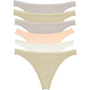 Felina Women’s Organic Cotton Stretch Thong Underwear, 6-Pack(Spring Moss)