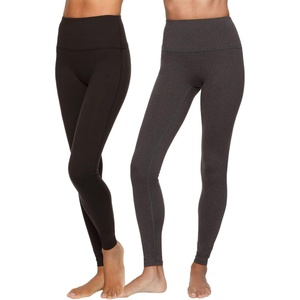 Felina Women’s Velvety Super Soft High-Waisted Leggings 2-Pack(Black Charcoal)