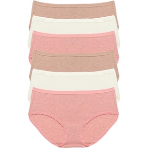 Women’s Organic Cotton Stretch Hipster Panties 6-Pack – GOTS Certified(Rose Neutral)