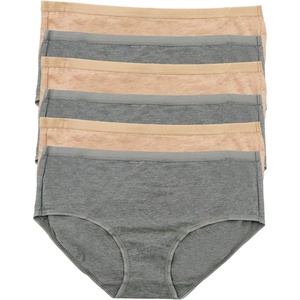 Women’s Organic Cotton Stretch Hipster Panties 6-Pack – GOTS Certified(Wheat Slate)